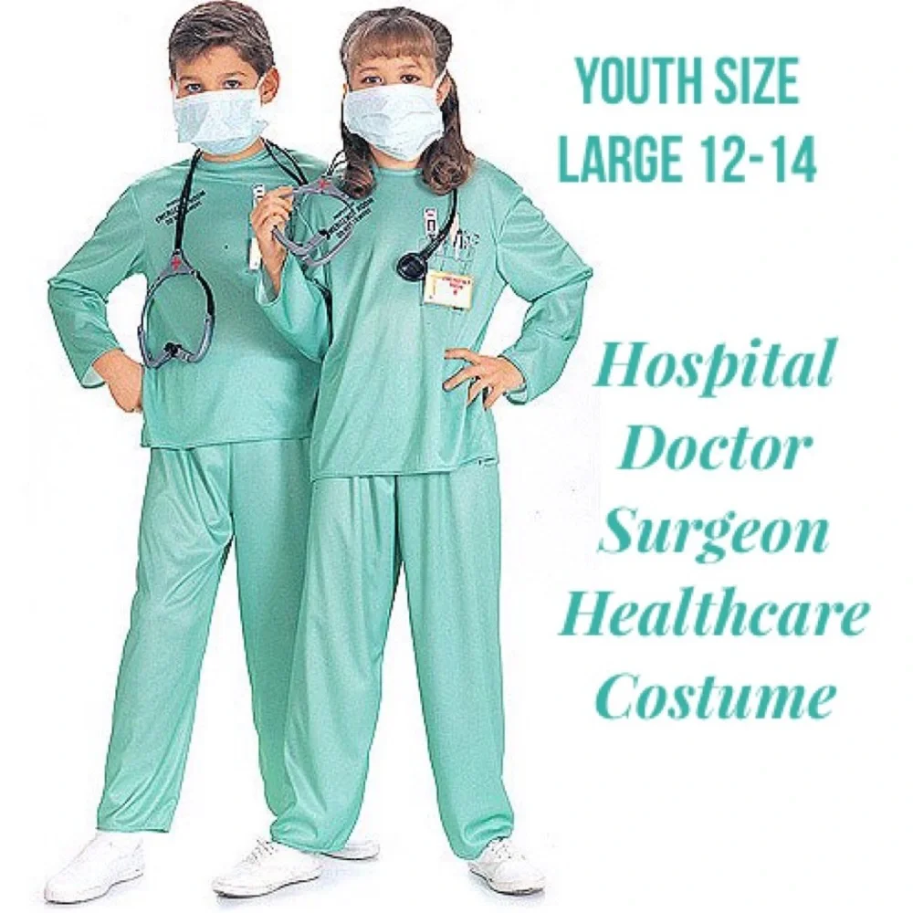 Hospital Doctor Surgeon Scrub Costume Halloween Youth Large